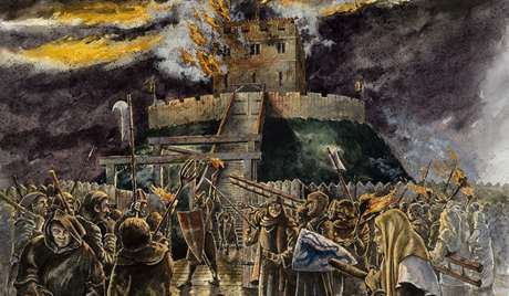 Reconstruction drawing of the massacre at Clifford's Tower in 1190 Reconstruction drawing of the massacre at Clifford's Tower in 1190