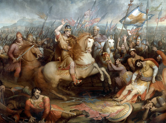 'The Battle of Hastings' painting by Frank Wilkin, allegedly depicting Sir Godfrey Vassall Webster as William the Conqueror