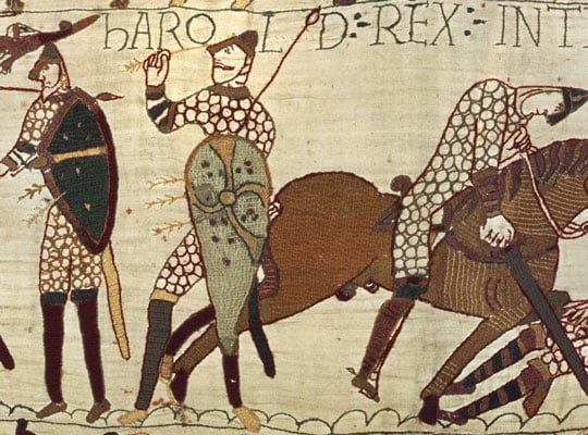Scene from the Bayeux showing the death of Harold