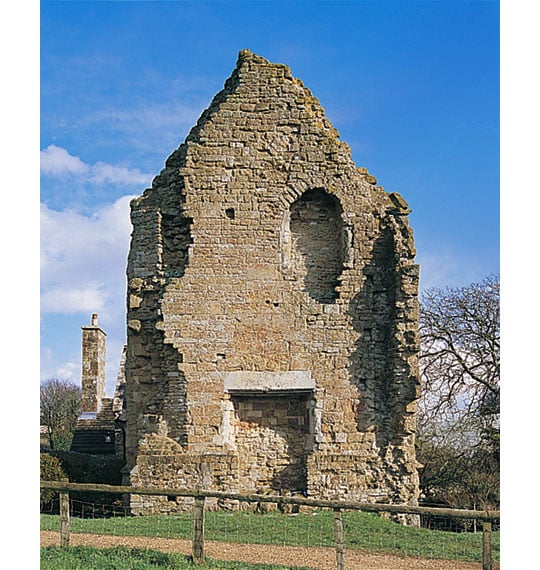 The surviving gable end of one of the monastic buildings