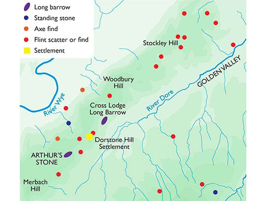 Map showing the area around Arthur's Stone