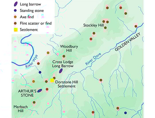 Map showing the area around Arthur's Stone Map showing the area around Arthur's Stone