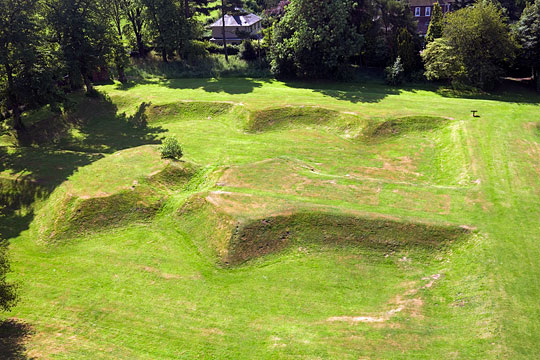 The earthworks of the eastern sunken garden The earthworks of the eastern sunken garden