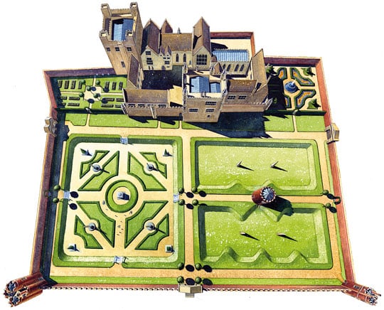 Reconstruction of Ashby de la Zouch gardens, c1630 Reconstruction of Ashby de la Zouch gardens, c1630