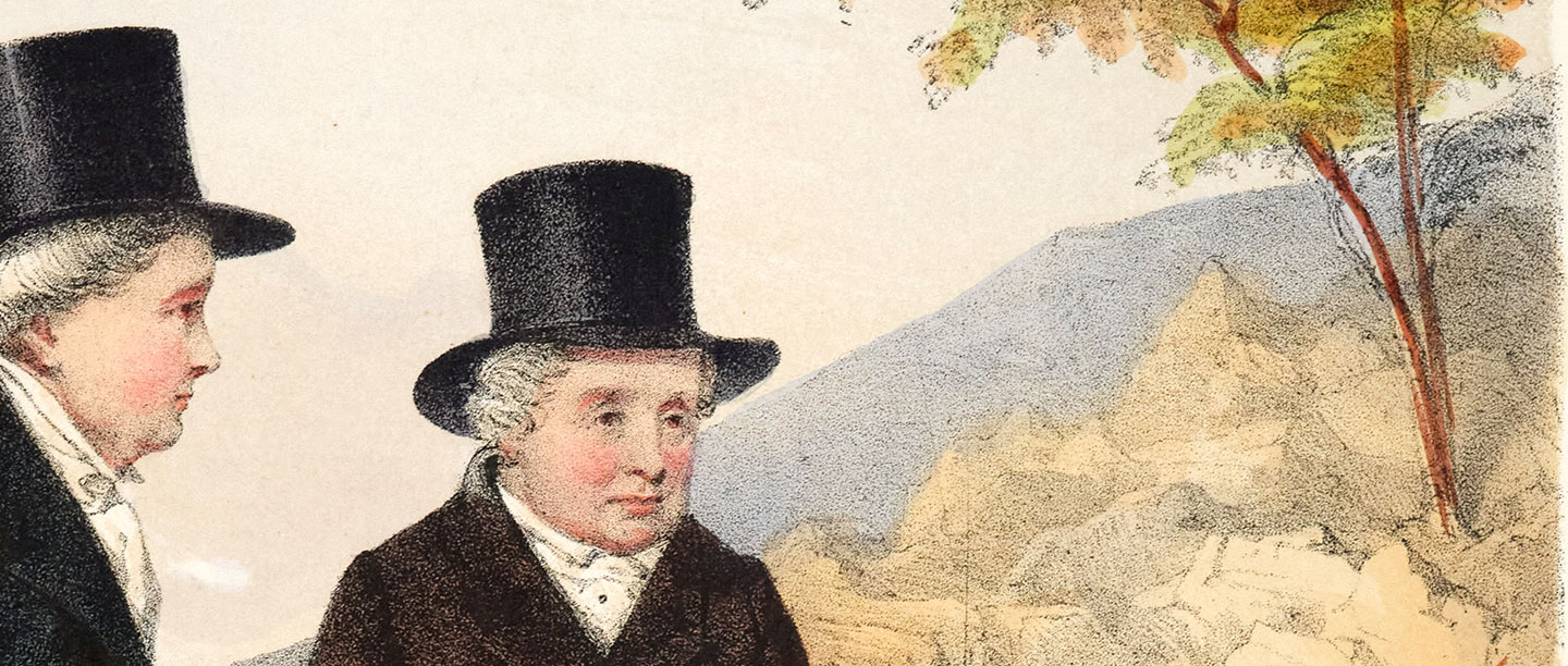 Detail from a print depicting the Ladies of Llangollen