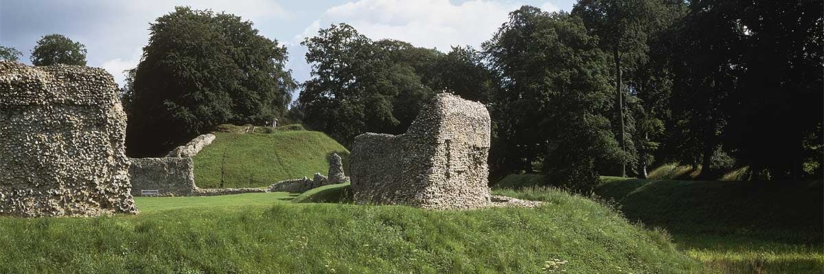 View across the ruins of Berkhamsted Castle towards the motte View across the ruins of Berkhamsted Castle towards the motte