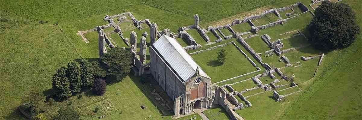 Aerial view of Binham Priory