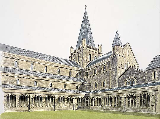 A reconstruction of the cloister as it may have appeared in 1500