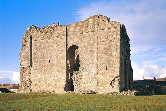 Bowes Castle keep from the east, showing the raised entrance at first-floor level Bowes Castle keep from the east, showing the raised entrance at first-floor level