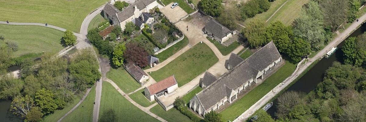 Aerial view of Bradford-on-Avon Tithe Barn 