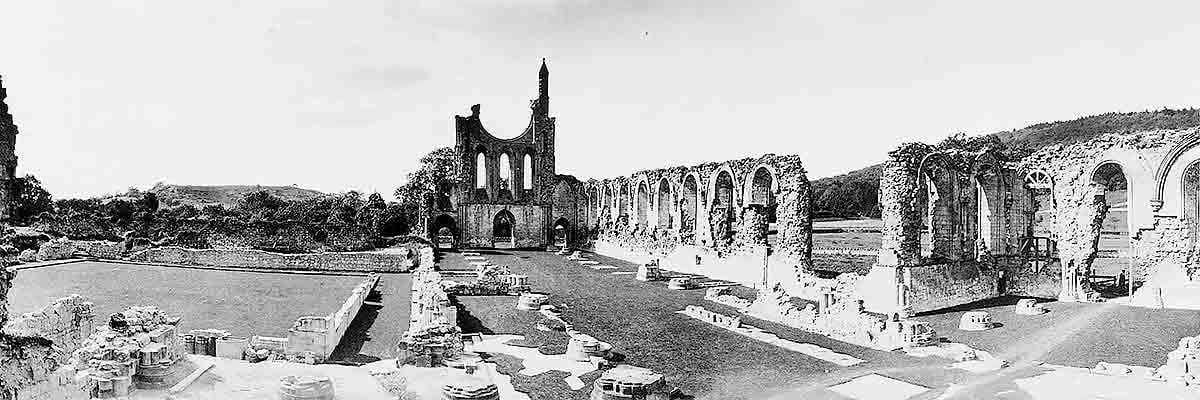 Byland Abbey after being cleared and excavated in 1921