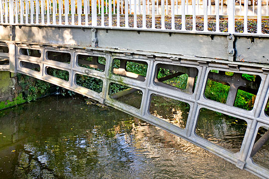 Cantlop Bridge with Cound Brook flowing below