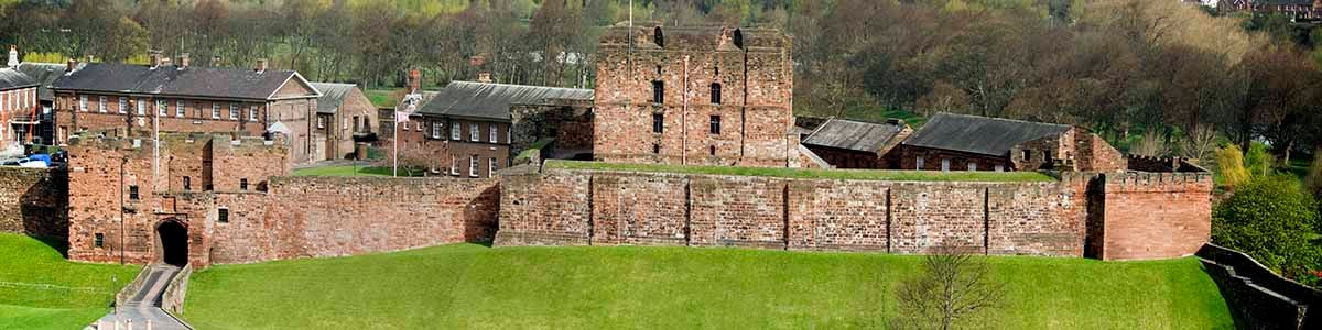 Aerial view of Carlisle Castle from the south-east