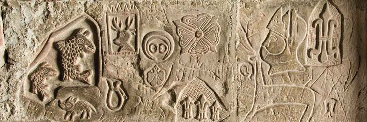 Detail from the carvings on the second floor of the keep Detail from the carvings on the second floor of the keep