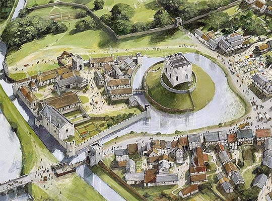 Reconstruction of the keep as it may have looked in the late 12th century Reconstruction of the keep as it may have looked in the late 12th century