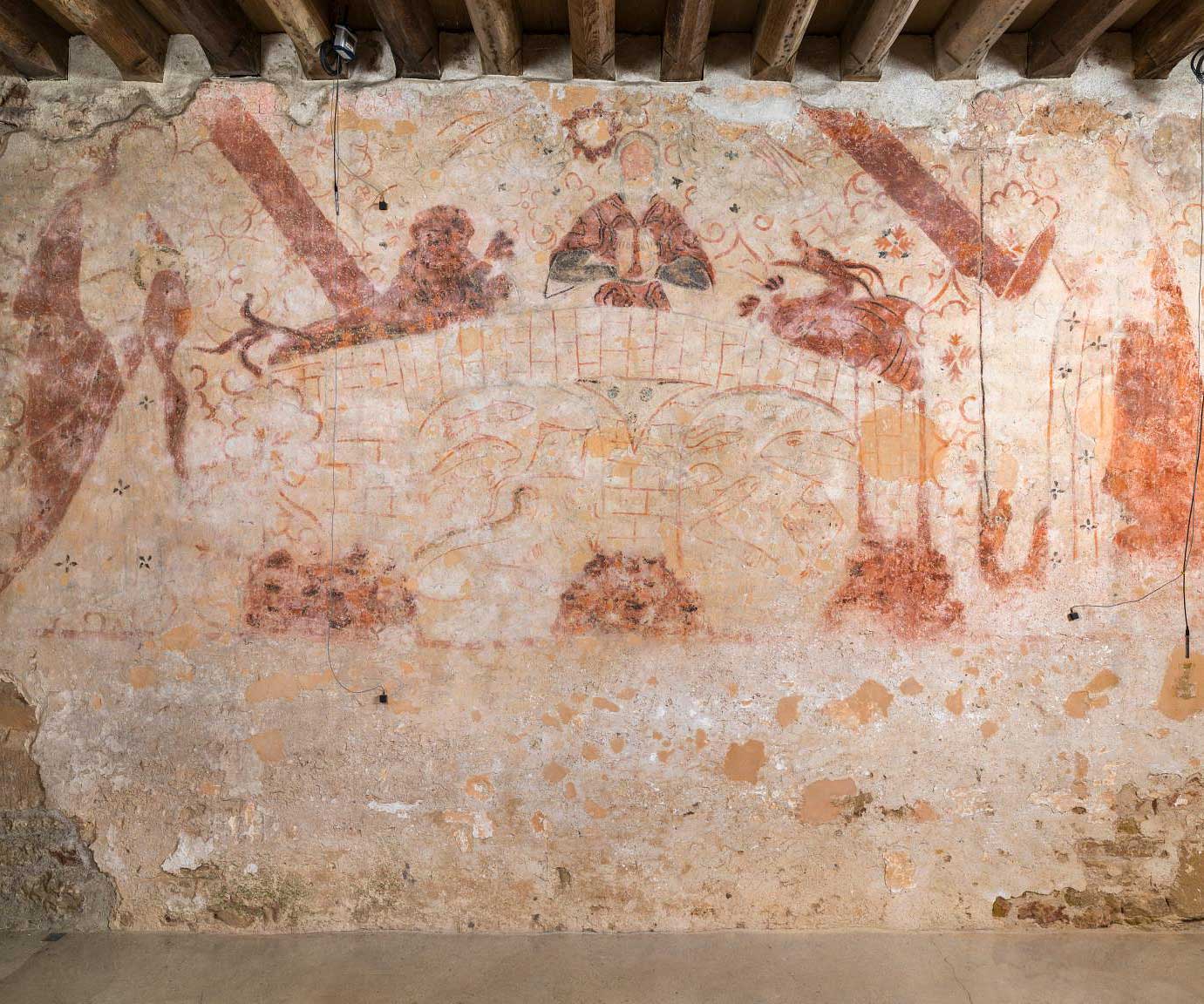 The 15th-century wall painting in the painted chamber at Cleeve Abbey