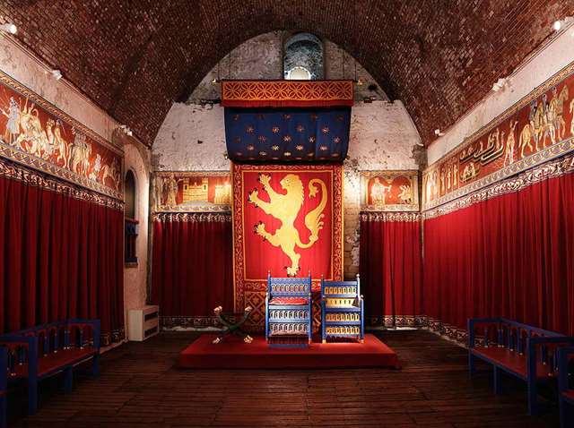 The king’s hall on the second floor of the great tower. It is now fitted out to look as it might have done in Henry II’s day The king’s hall on the second floor of the great tower. It is now fitted out to look as it might have done in Henry II’s day