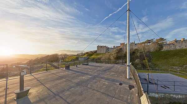 The roof of the Dover Castle Port War Signal Station, which was used as a signalling platform in the First World War. The current roof dates from the Second World War.