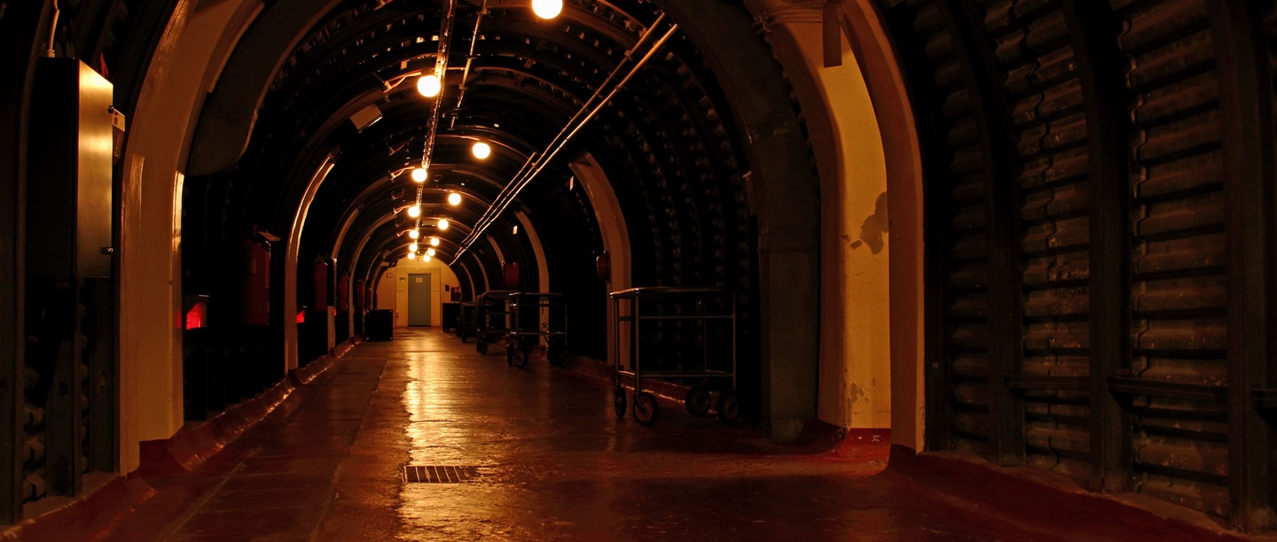 Corridors within Dover Castle's Underground Hospital.