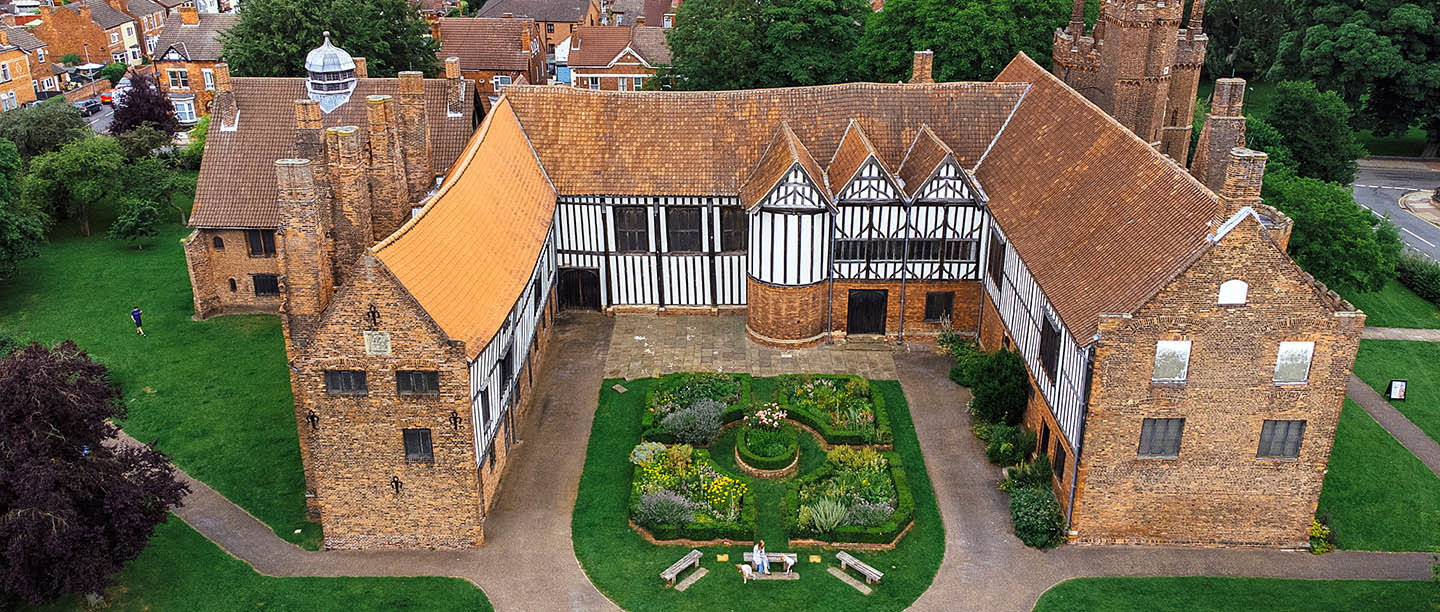 An aerial view of Gainsborough old Hall