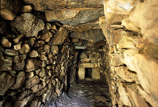 View looking along the straight passage of Halliggye Fogou