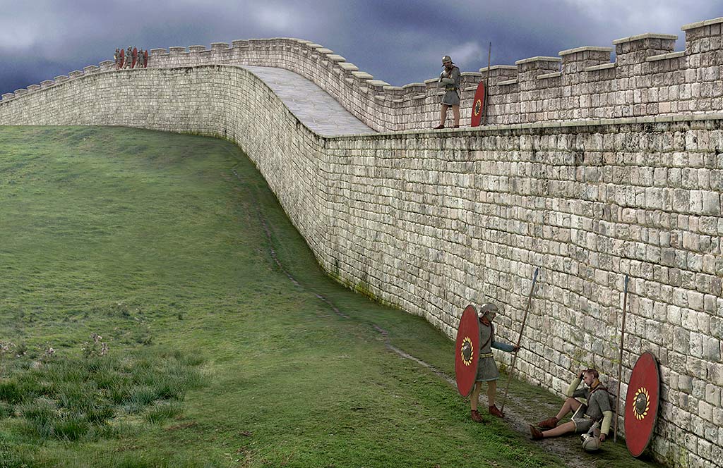 Hadrian’s Wall at Hare Hill, as it may have looked around AD 135