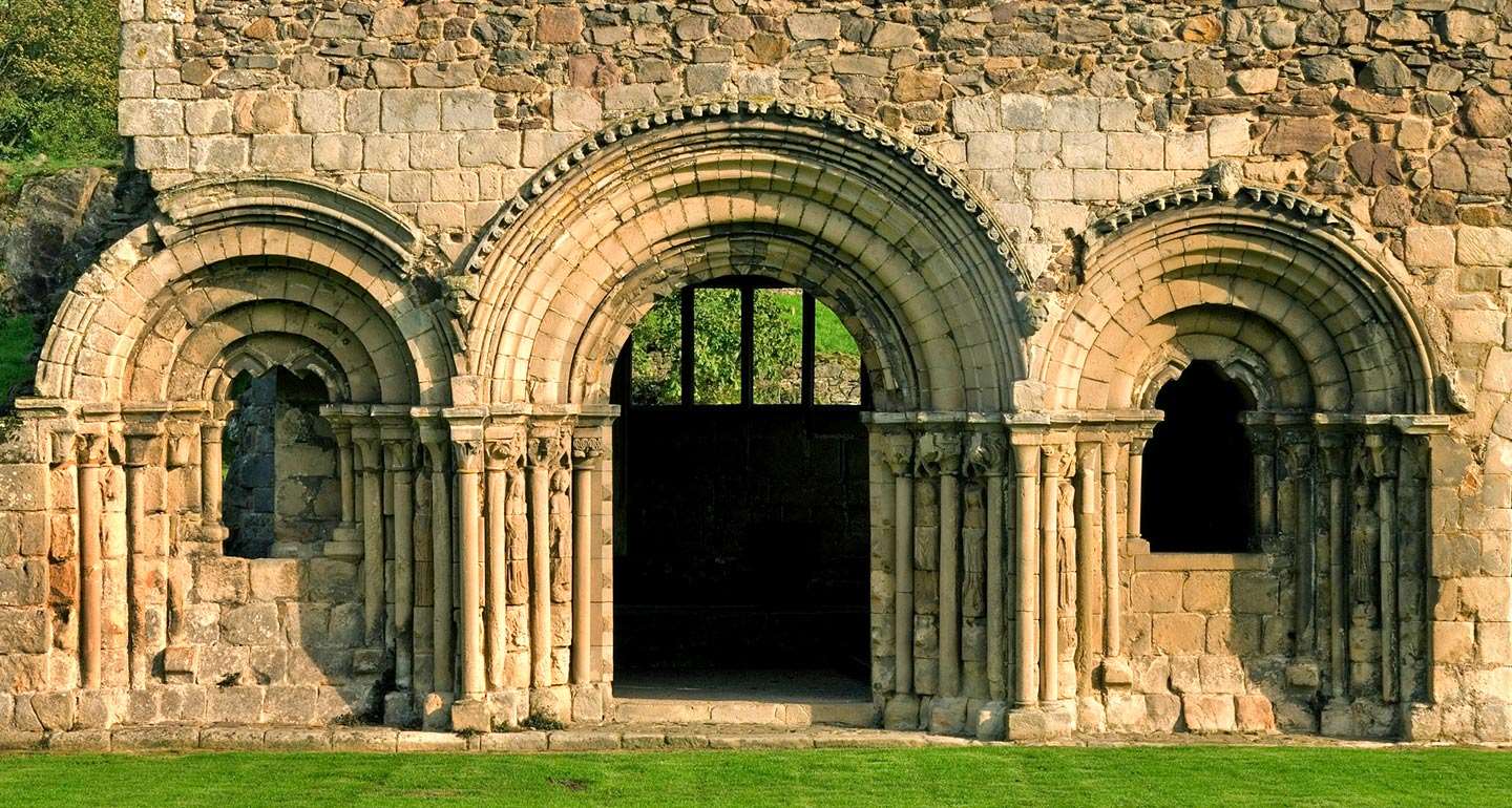 The facade of Haughmond Abbey chapter house