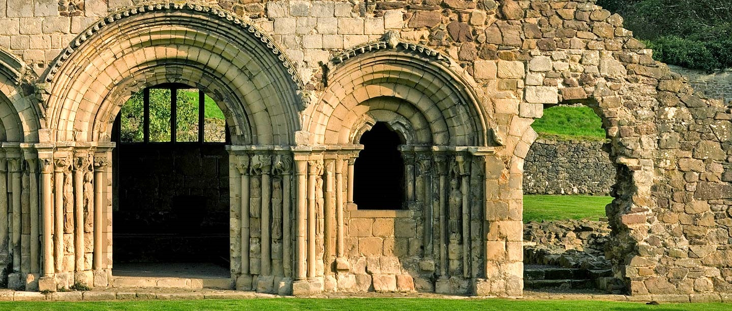 The facade of the chapter house at Haughmond Abbey, Shropshire