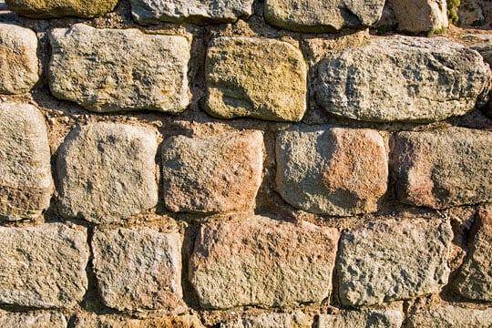 Detail view of facing stones on the south side of the Wall at Heddon