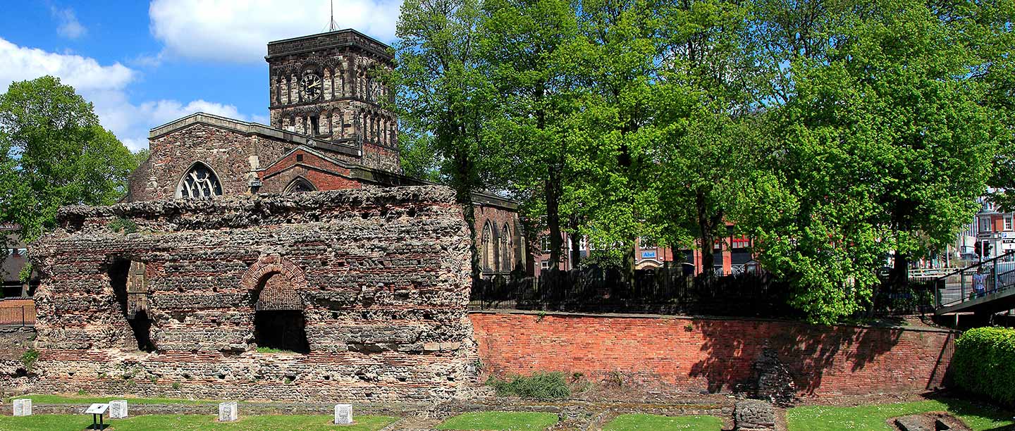 Jewry Wall, Leicester, seen from the south-west