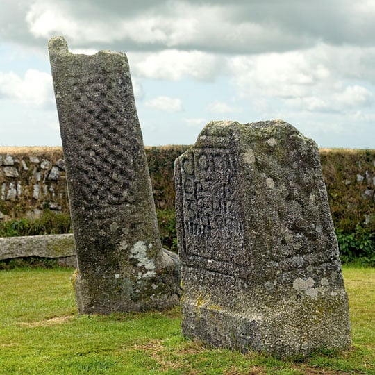 The 9th-century stone crosses; King Donierts Stone is in the foreground
