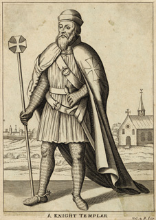 An artist's impression of a Knight Templar in the uniform of the order, as depicted in an engraving of the 17th or 18th century An artist's impression of a Knight Templar in the uniform of the order, as depicted in an engraving of the 17th or 18th century