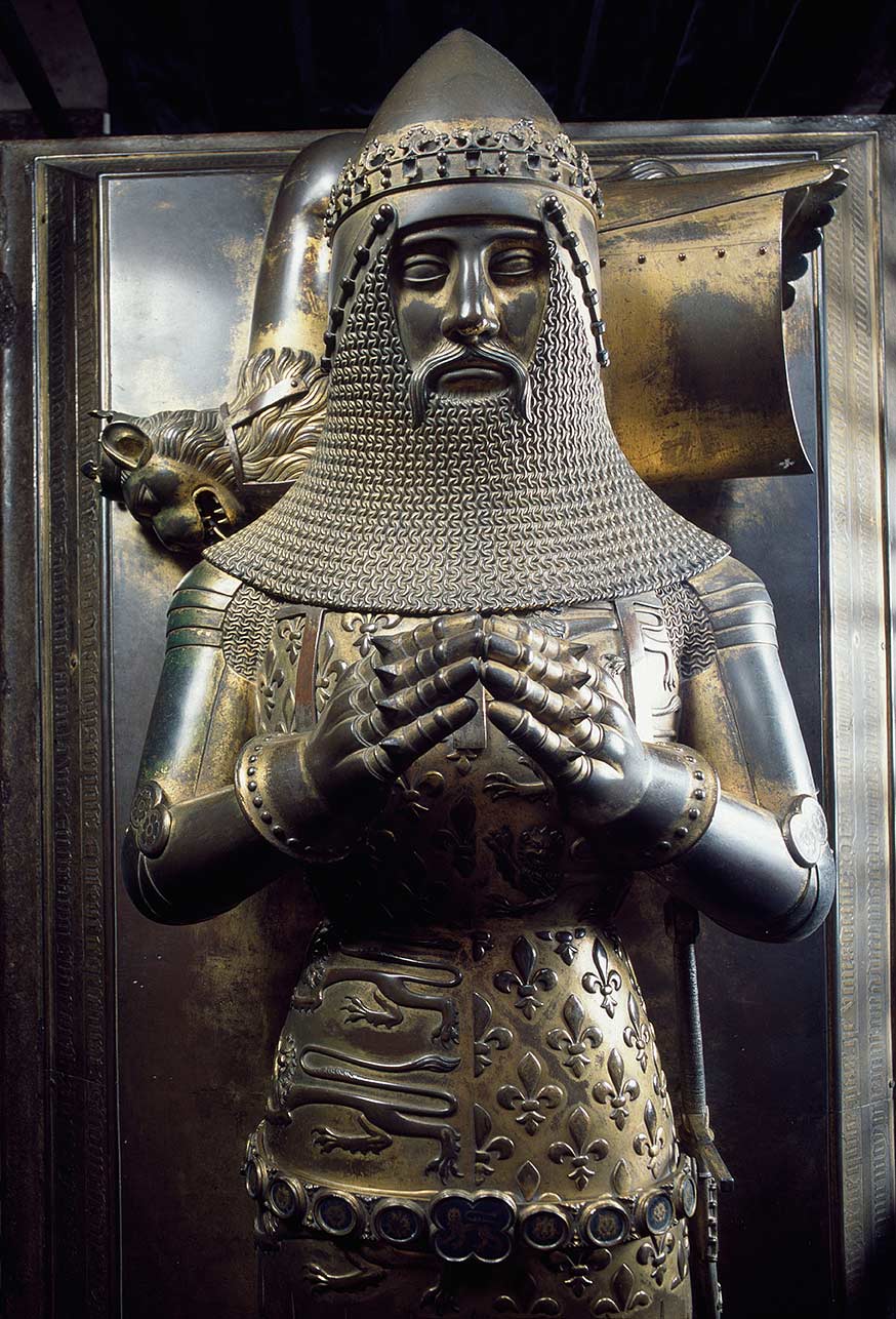 The tomb effigy of Edward the Black Prince, made shortly after his death in 1376, in Canterbury Cathedral