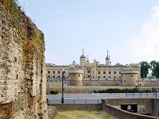 The Roman wall at Tower Hill road where it crosses the underpass to the Tower of London beyond The Roman wall at Tower Hill road where it crosses the underpass to the Tower of London beyond