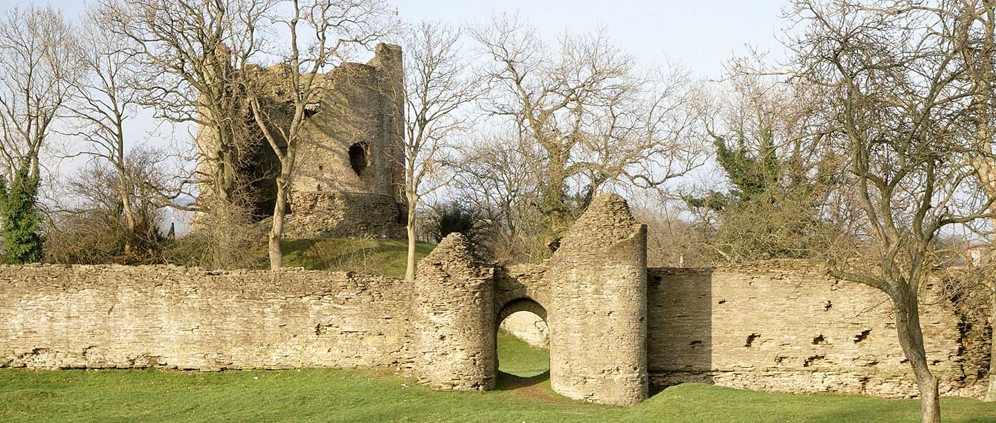 The keep and curtain wall of Longtown Castle