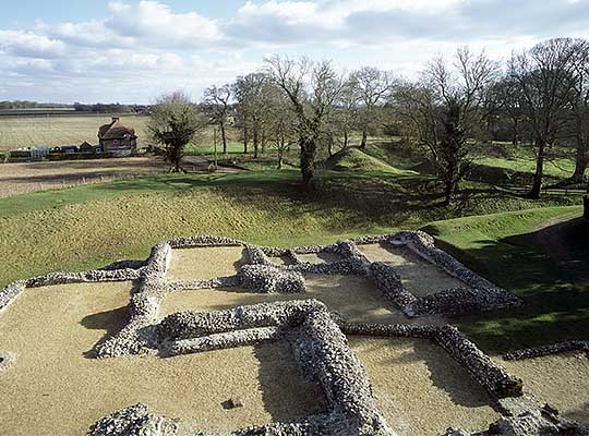 The foundations of the 13th-century royal apartments at Ludgershall Castle, looking south-east