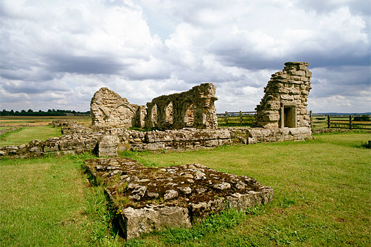 Remains of the refectory walls at Mattersey Priory