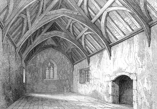 Engraving of the interior of the Fish House in the early 1850s