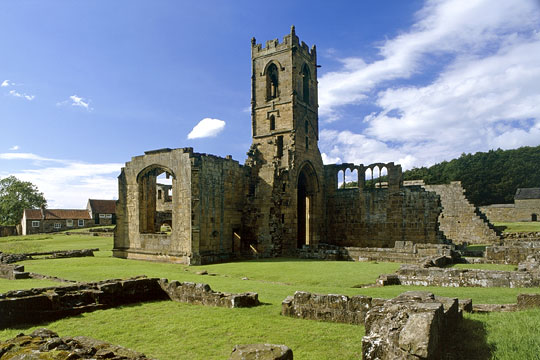 The church of Mount Grace Priory, the tower still standing, viewed from the south-east