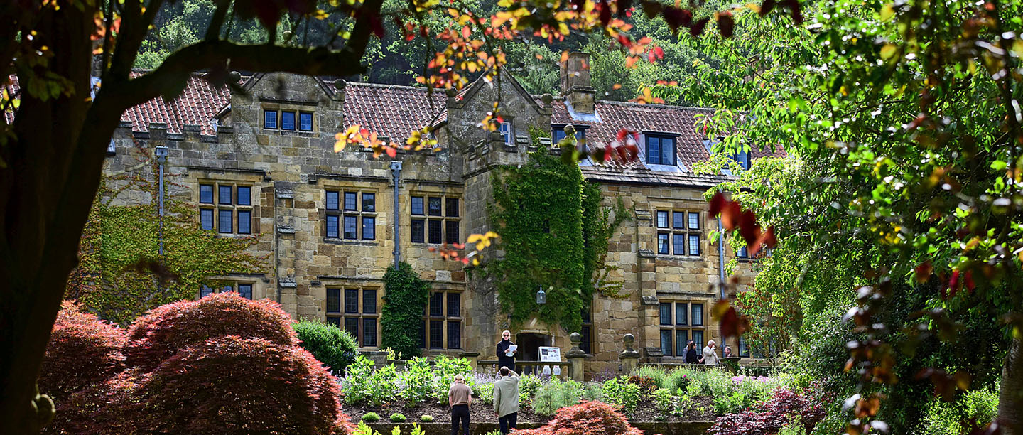 The house at Mount Grace Priory, viewed through the gardens
