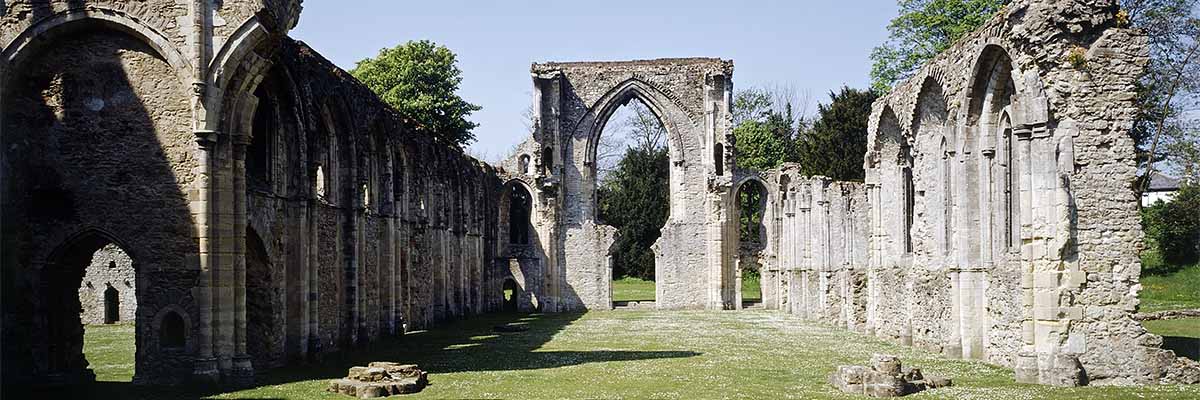 The church at Netley Abbey, looking west down the nave