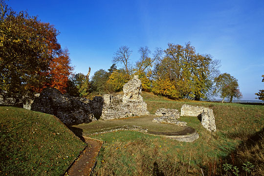 14th-century defensive earthworks seen from the south-east 14th-century defensive earthworks seen from the south-east