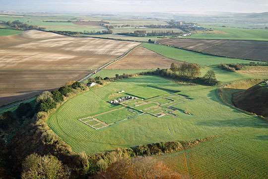 Aerial photograph of the cathedral precinct at Old Sarum, seen from the south-west