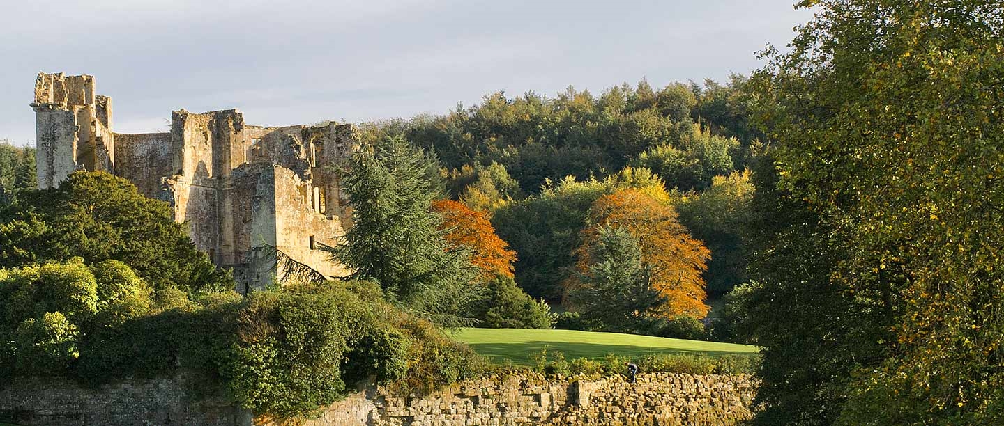 View of Old Wardour Castle in autumn