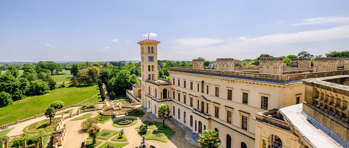 A view from the roof of Osborne, looking down at the terraces