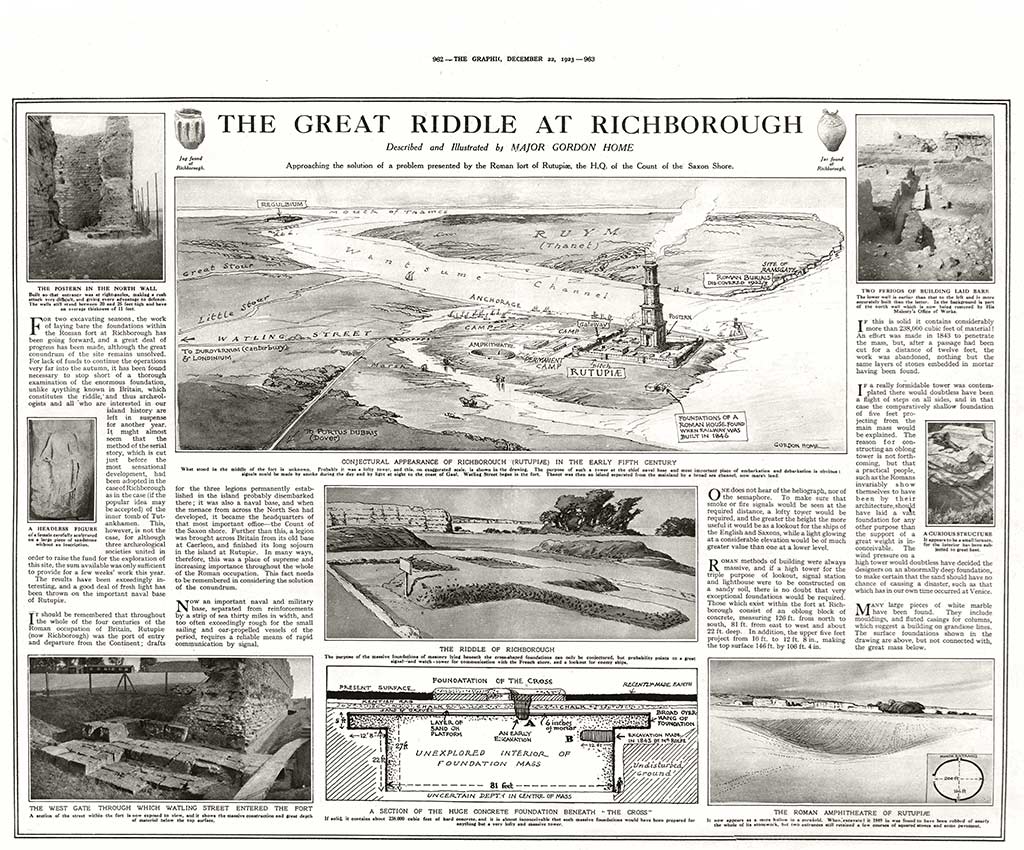 An article in The Graphic, published in December 1923, about the excavations at Richborough