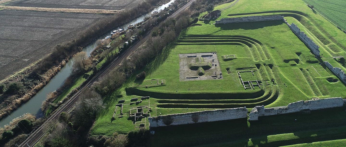 Aerial view of Richborough Roman Fort