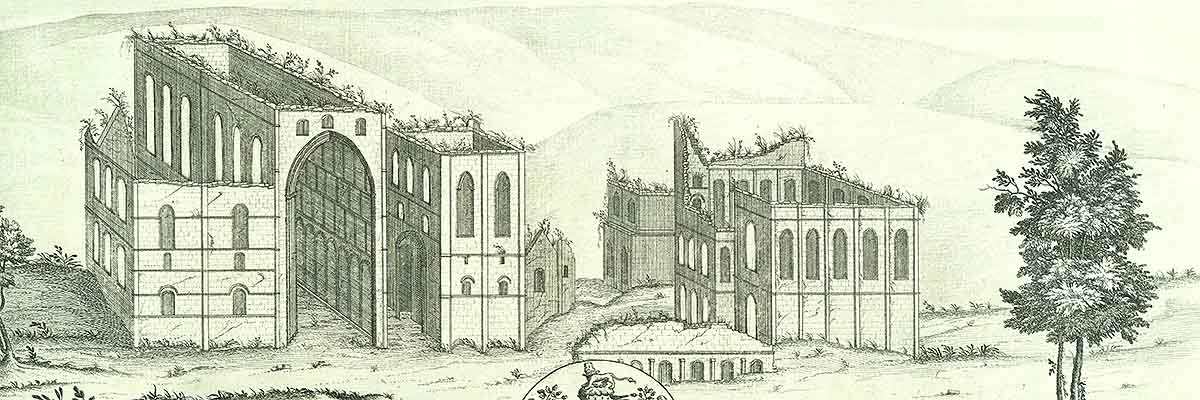 Engraving of the ruins of Rievaulx Abbey from the west in 1721, by Samuel and Nathaniel Buck Engraving of the ruins of Rievaulx Abbey from the west in 1721, by Samuel and Nathaniel Buck