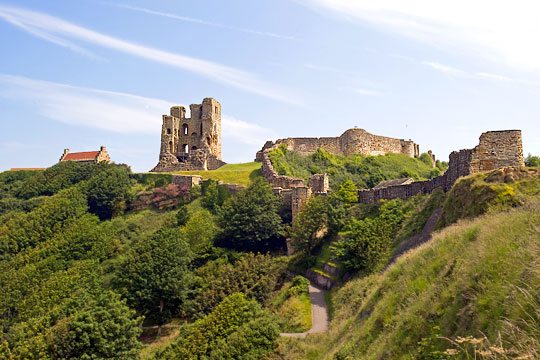 View of the headland and castle ditches, Scarborough Castle