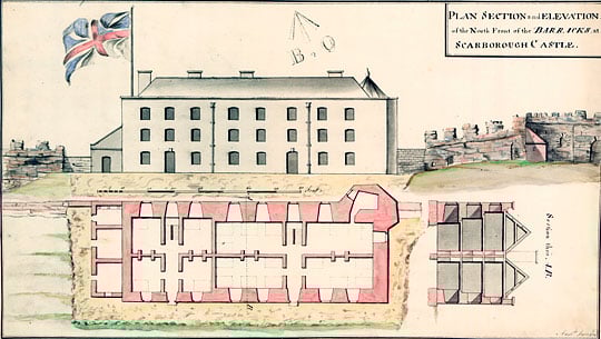 One of the plans of the new barracks built in 1746 at Scarborough Castle One of the plans of the new barracks built in 1746 at Scarborough Castle